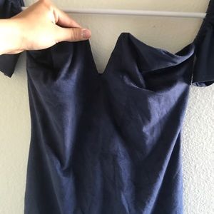 Mini off the shoulder suede dress